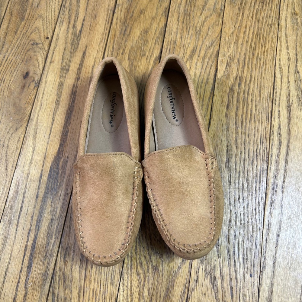 Comfortview Milena Tan Driving Loafers Moc Toe Slip On Shoes Womens 7W